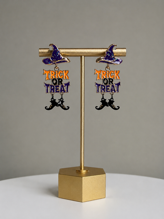 Halloween Enchanted Witch Hat & Boots Drop Earrings