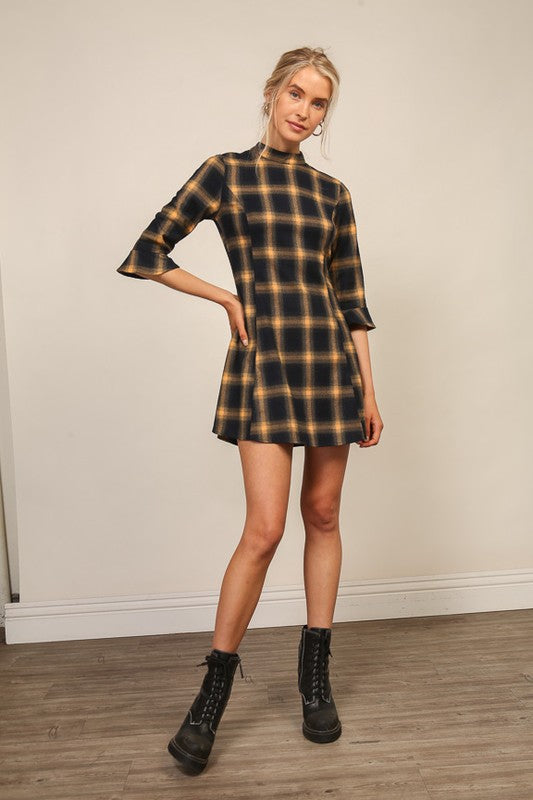 Mustard Buffalo Print Dress