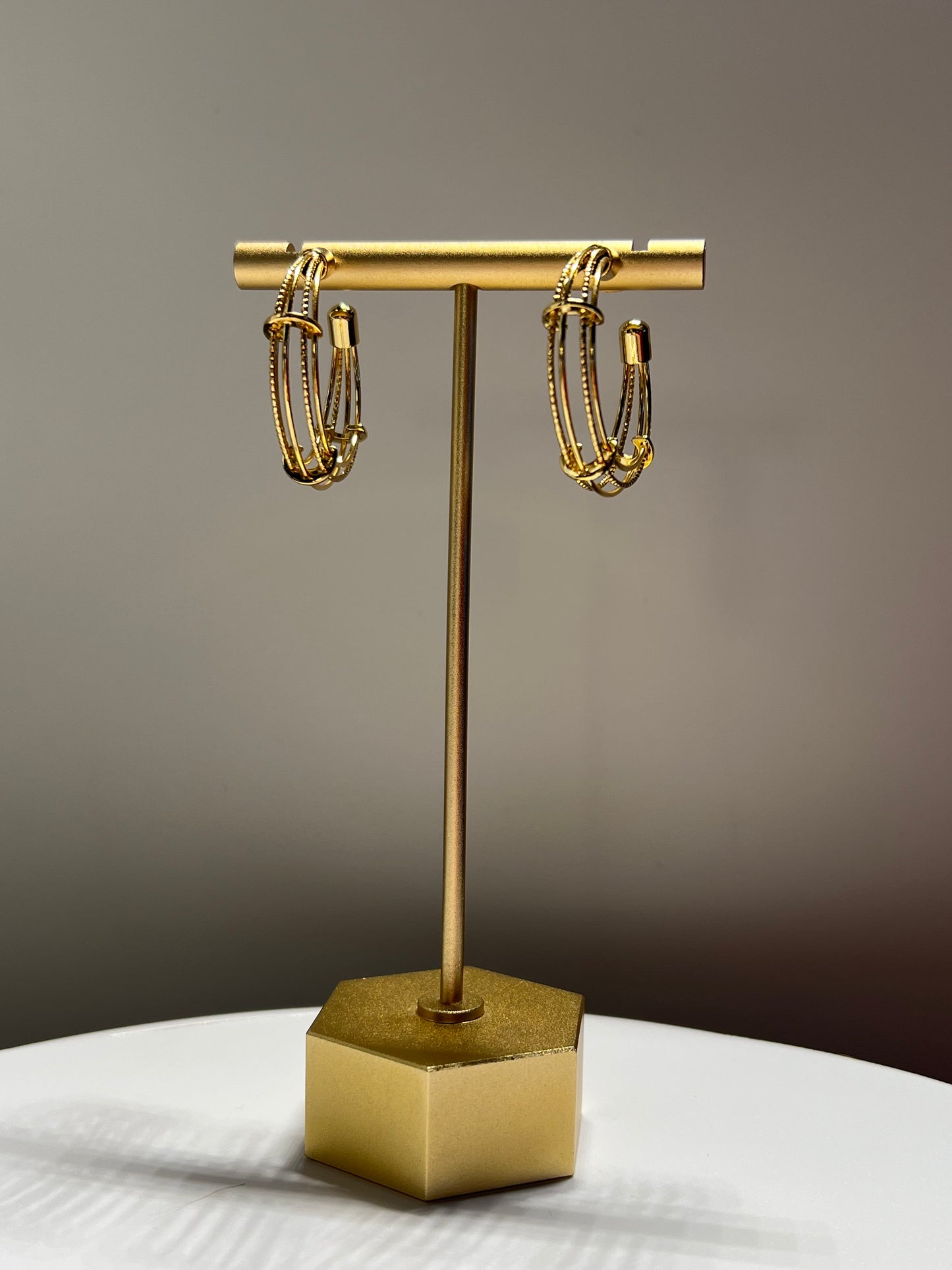 14K Gold-Dipped Multi-Strand Textured Hoop Earrings