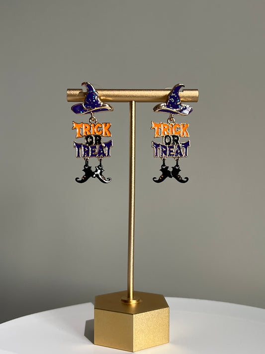Halloween Enchanted Witch Hat & Boots Drop Earrings