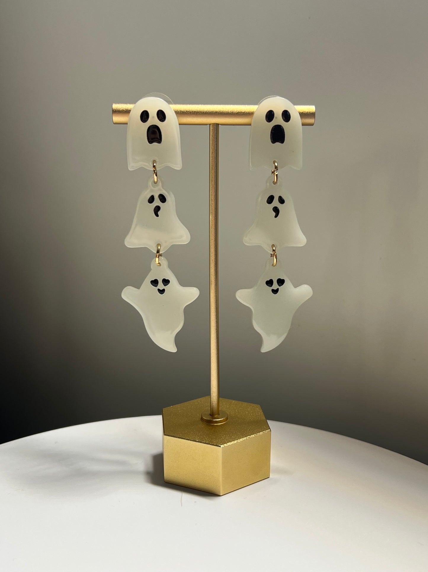 Glow-in-the-Dark Triple Ghost Drop Earrings