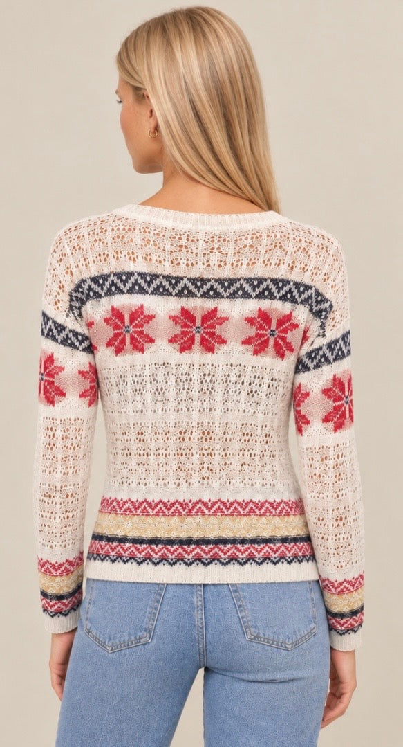 Toasty Moment Cream Multi Fair Isle Knit Sweater