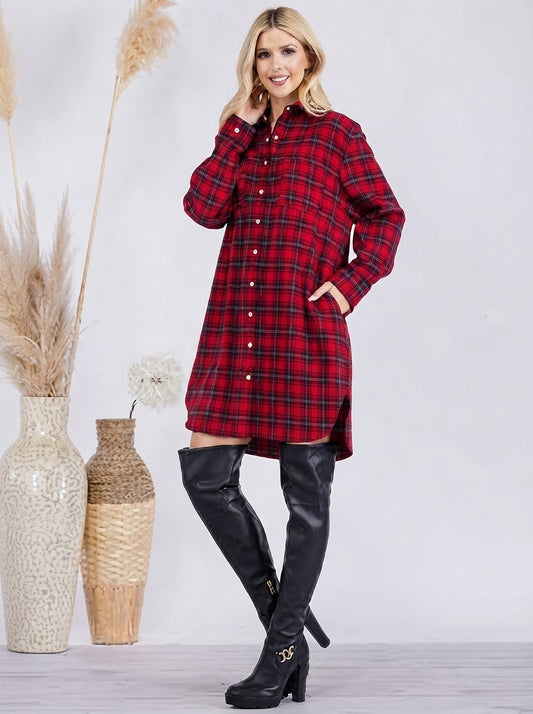 Oversized Flannel Top with Lace Detail