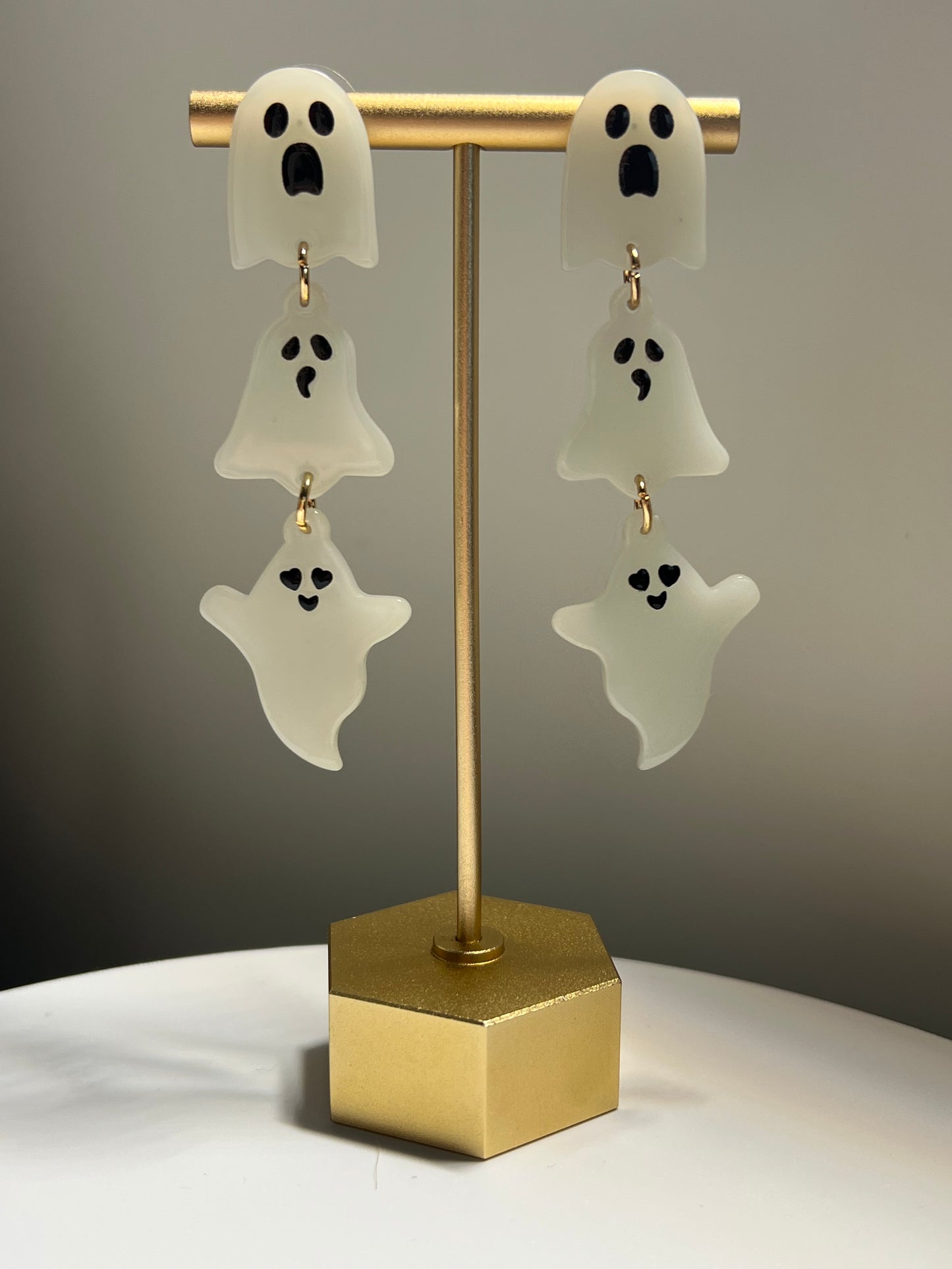 Glow-in-the-Dark Triple Ghost Drop Earrings