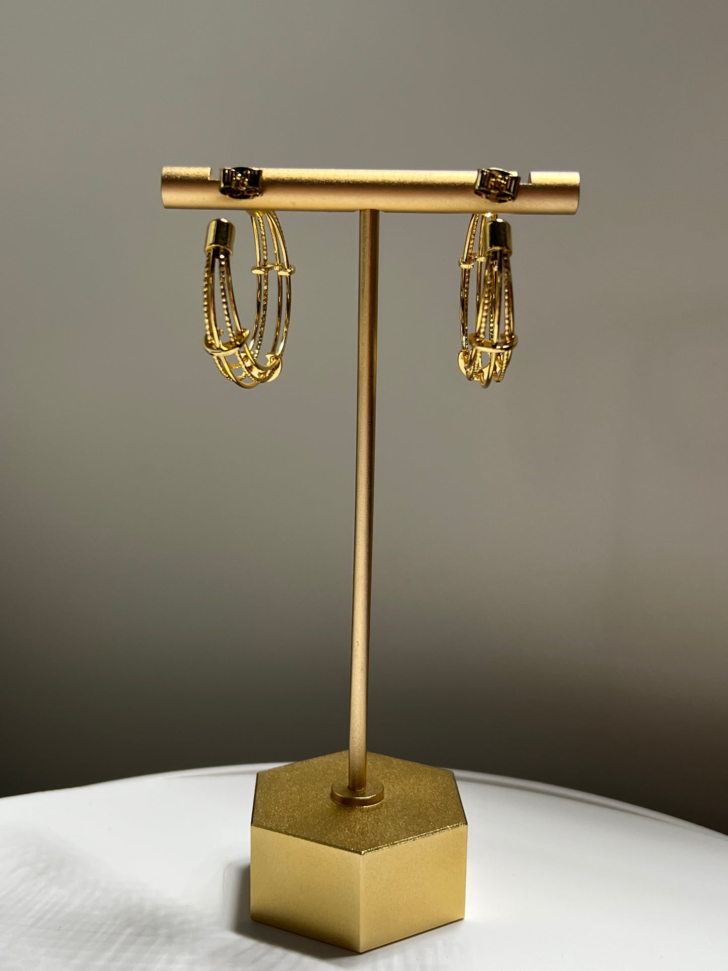 14K Gold-Dipped Multi-Strand Textured Hoop Earrings