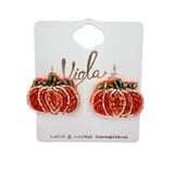 Pumpkin Stud Beaded Earrings