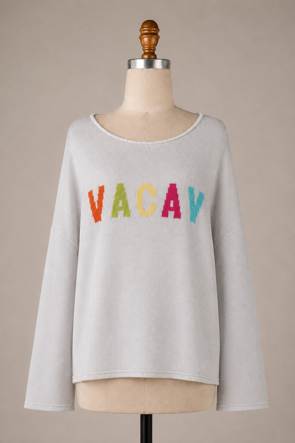 Sweater with Multicolor "VACAY" Lettering