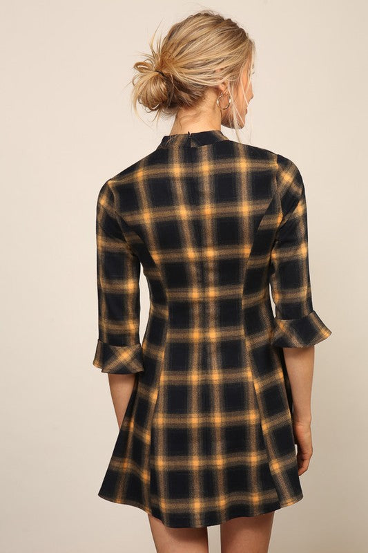 Mustard Buffalo Print Dress