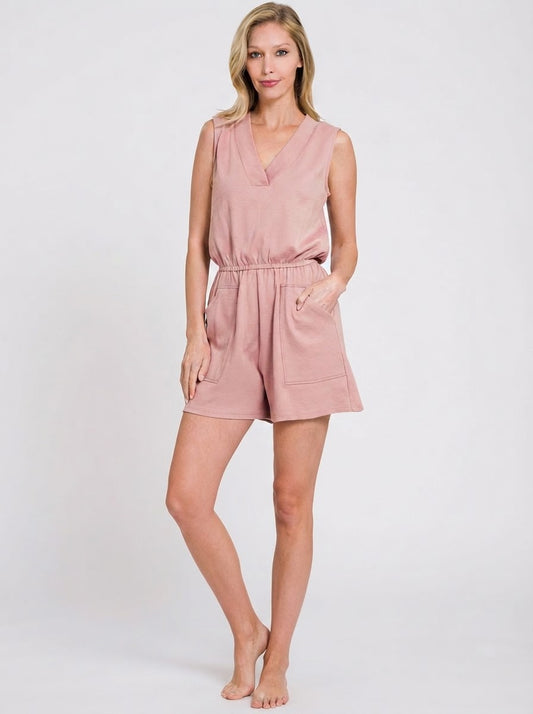 Sleeveless Cotton Short Romper
