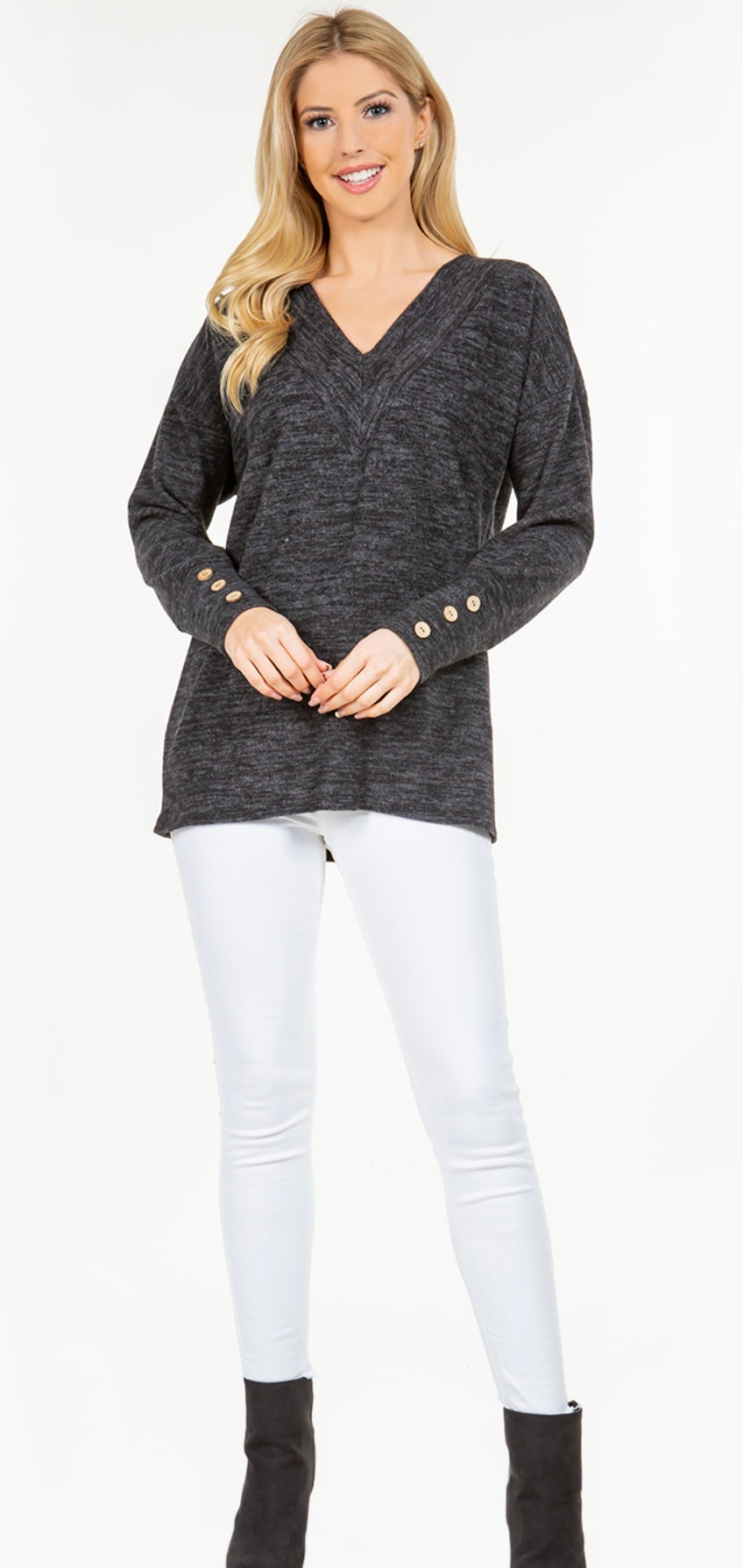 Long Sleeve V Neck Sweater Top