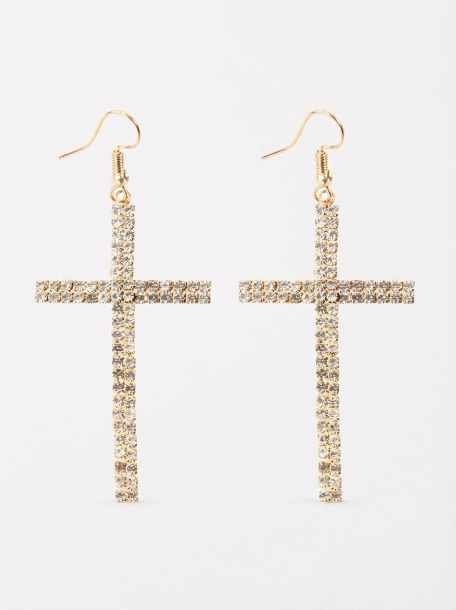 Cross Rhinestone Earrings