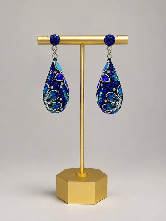 Sterling Silver Blue Flower Earrings