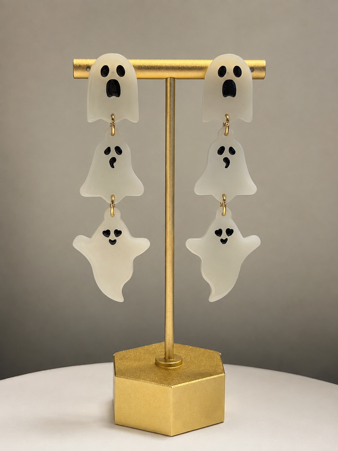 Glow-in-the-Dark Triple Ghost Drop Earrings