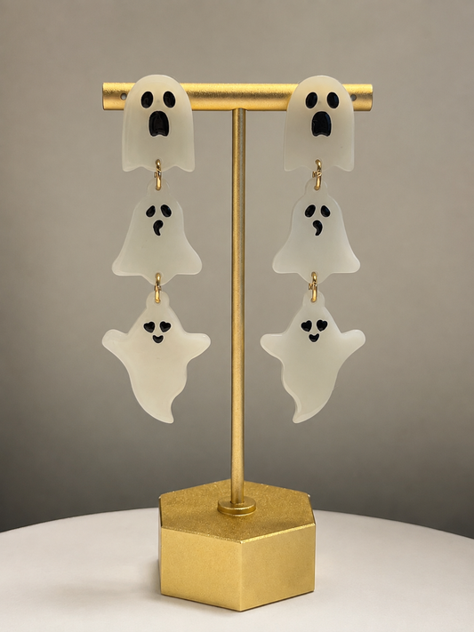 Glow-in-the-Dark Triple Ghost Drop Earrings