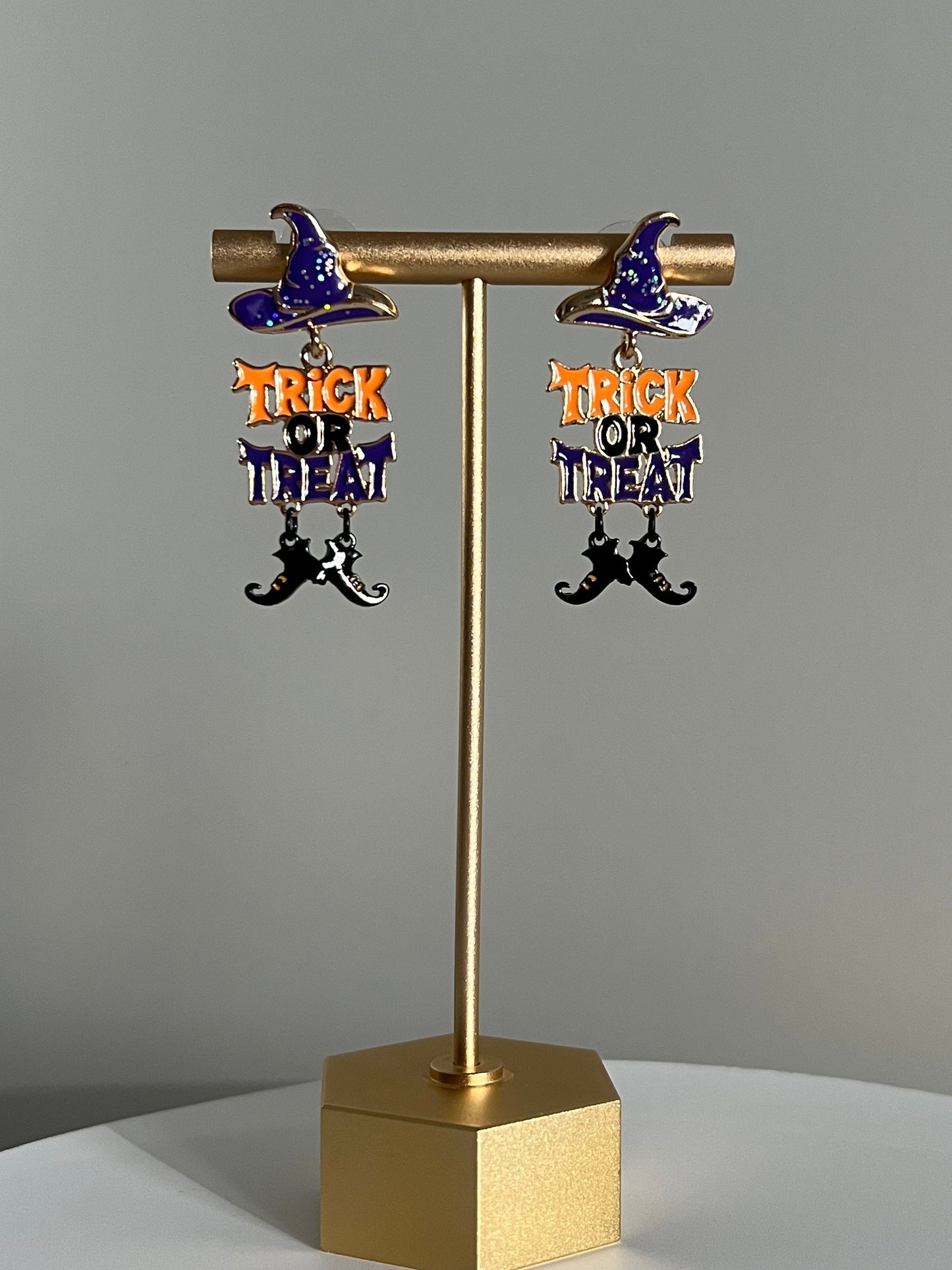 Halloween Enchanted Witch Hat & Boots Drop Earrings