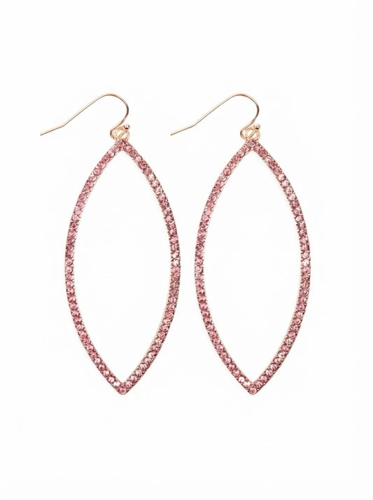 Open Marquise Pink Rhinestone Earrings