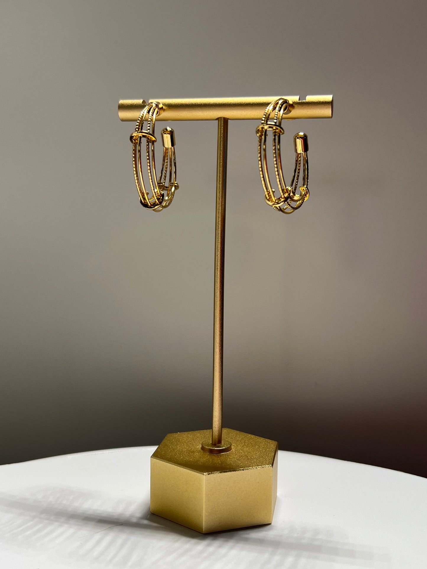 14K Gold-Dipped Multi-Strand Textured Hoop Earrings