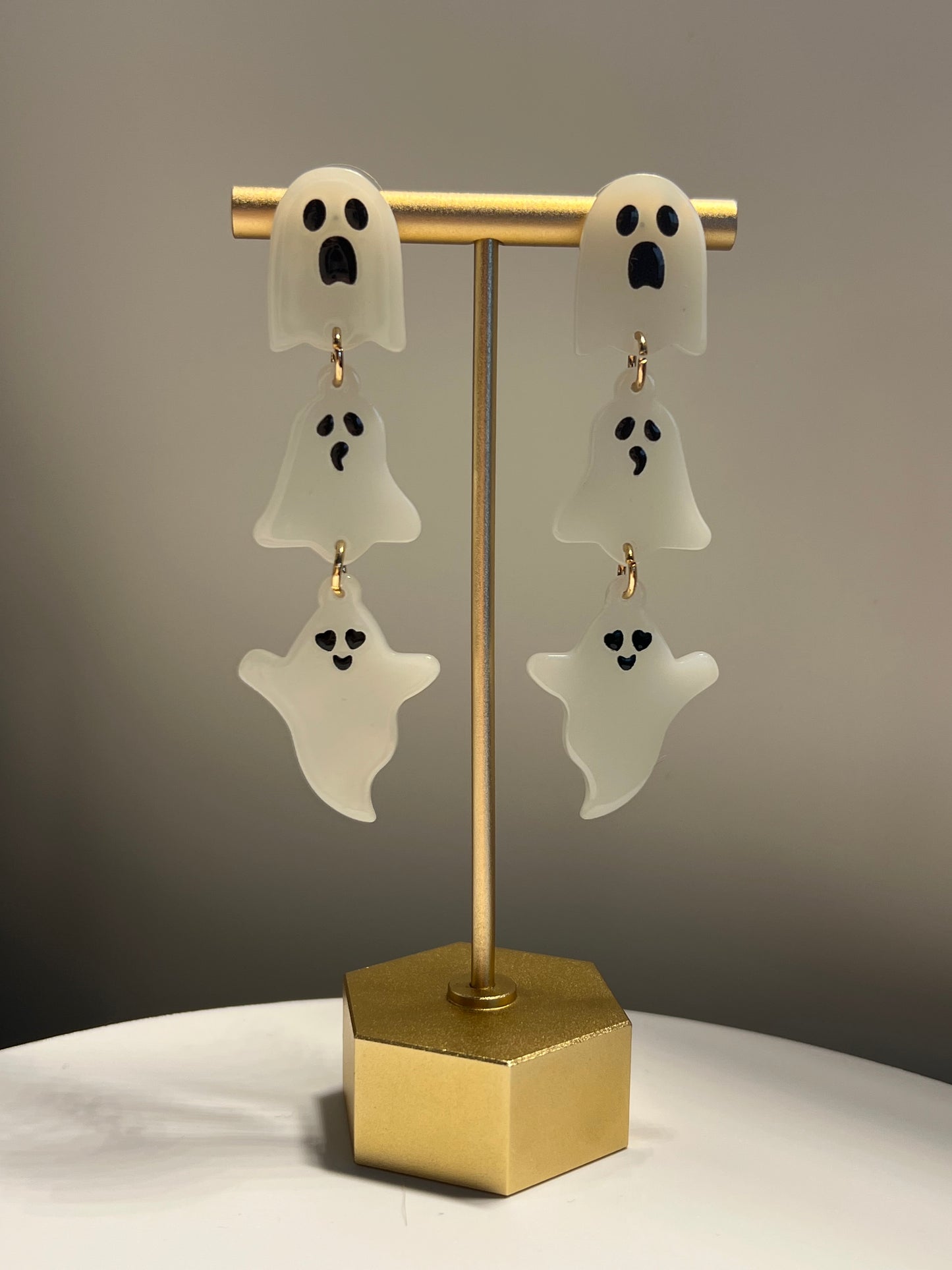 Glow-in-the-Dark Triple Ghost Drop Earrings