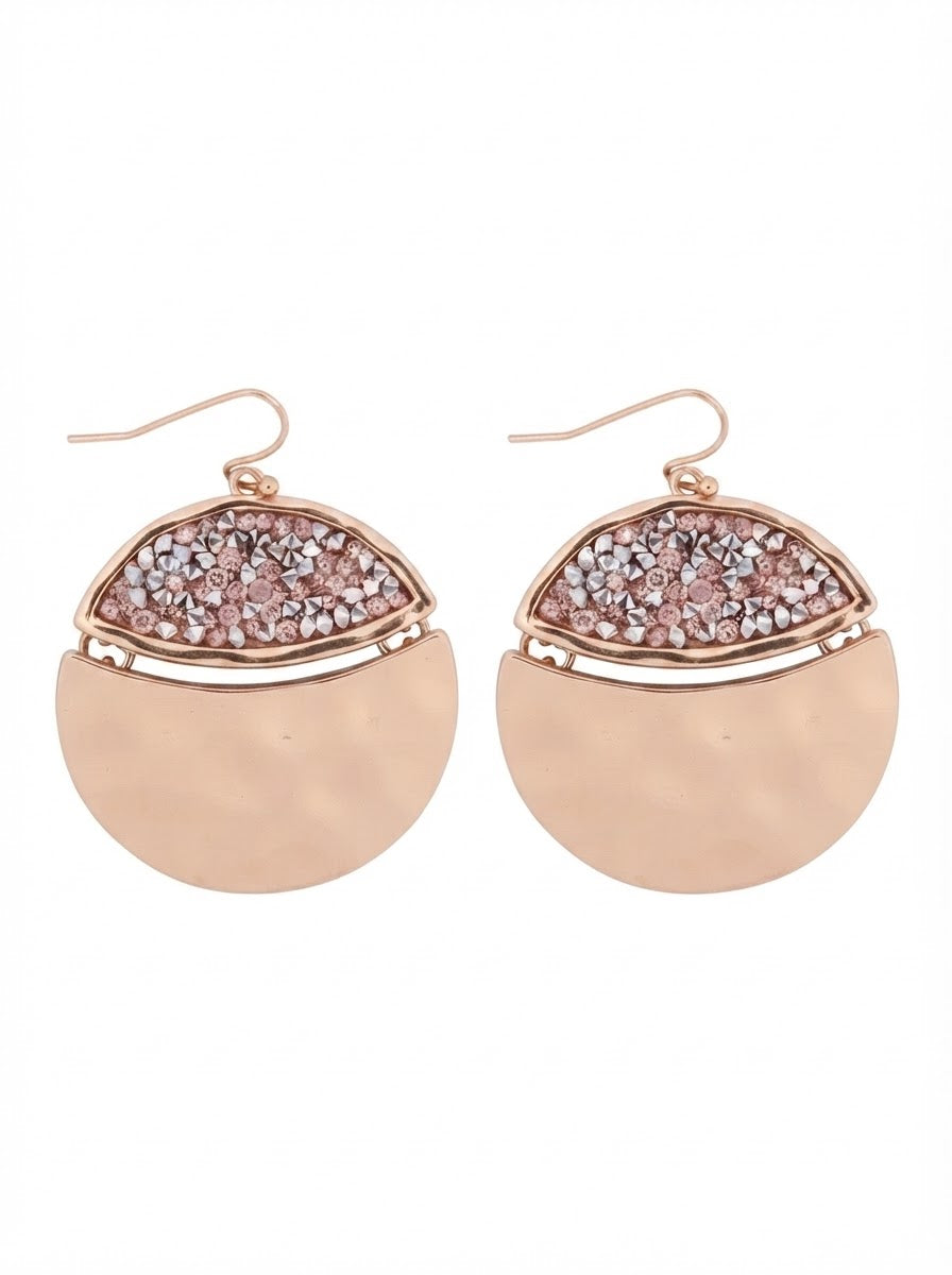 Faceted Glitter Round  Dangle Earrings