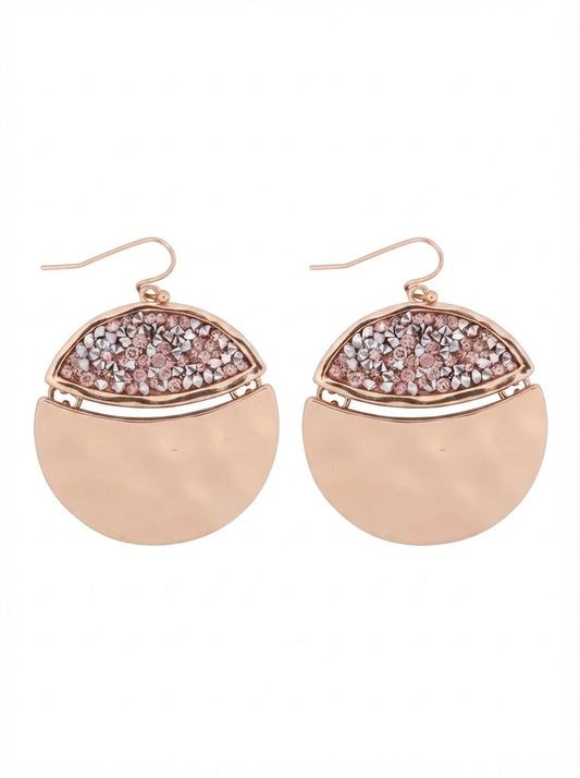 Faceted Glitter Round  Dangle Earrings