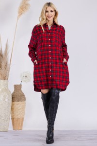 Oversized Flannel Top with Lace Detail