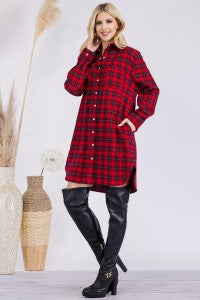 Oversized Flannel Top with Lace Detail