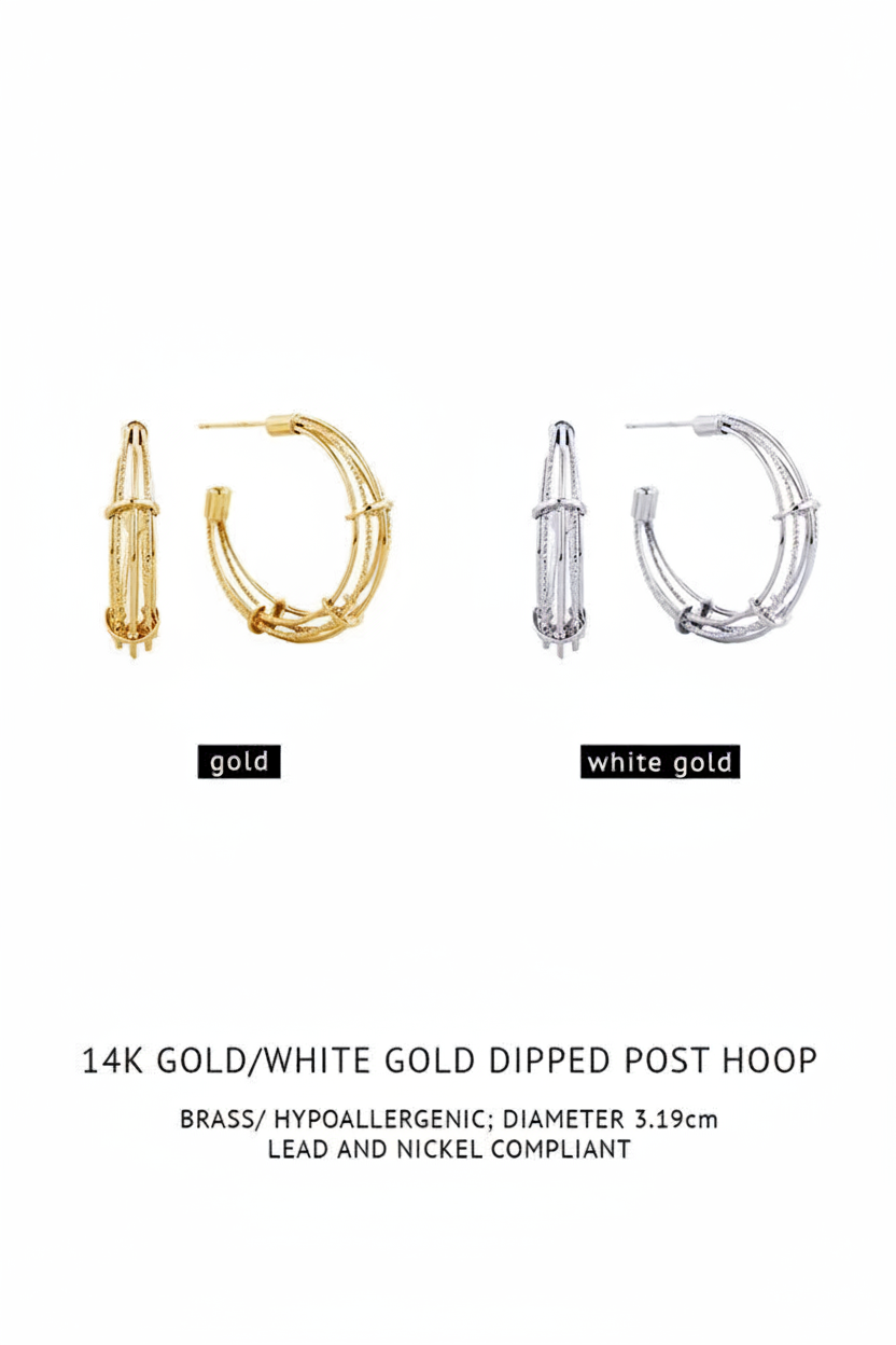 14K Gold-Dipped Multi-Strand Textured Hoop Earrings