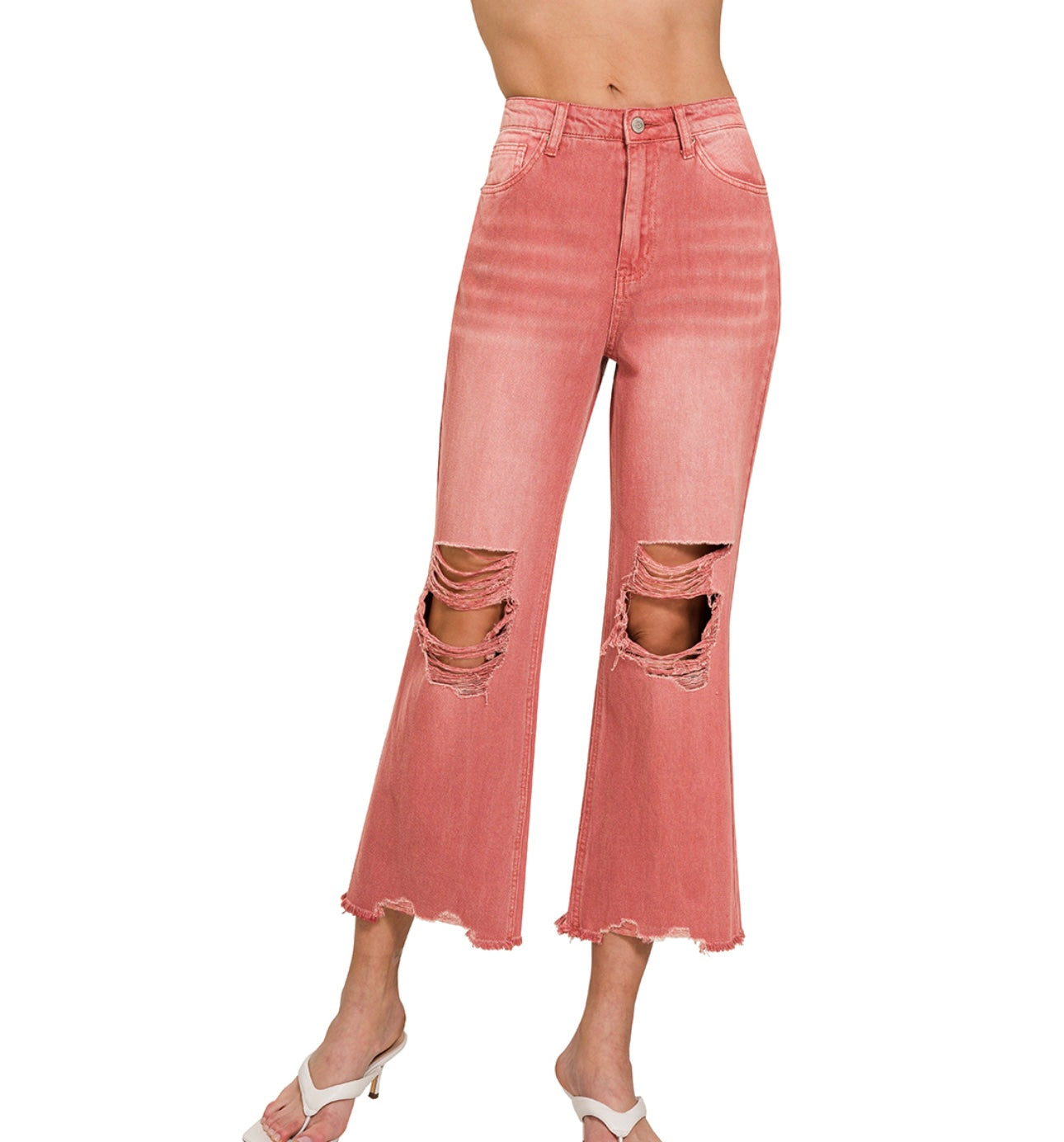 Cabernet Distressed Cropped Pant