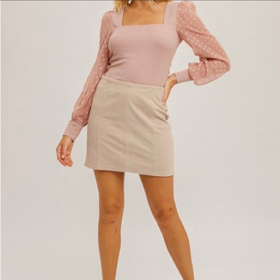 Cream Corduroy Mini Skirt