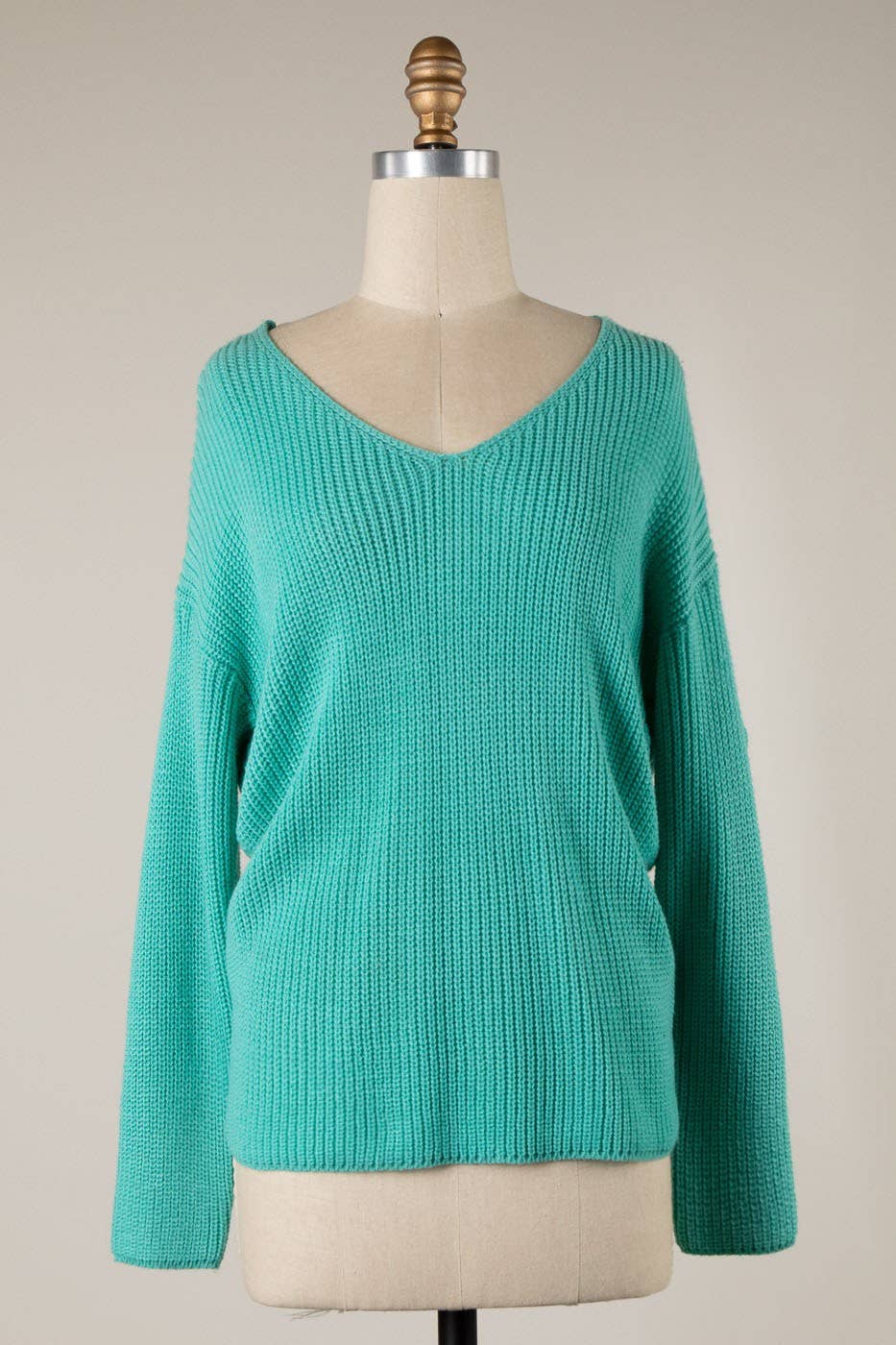 V-Neck Ribbed Sweater