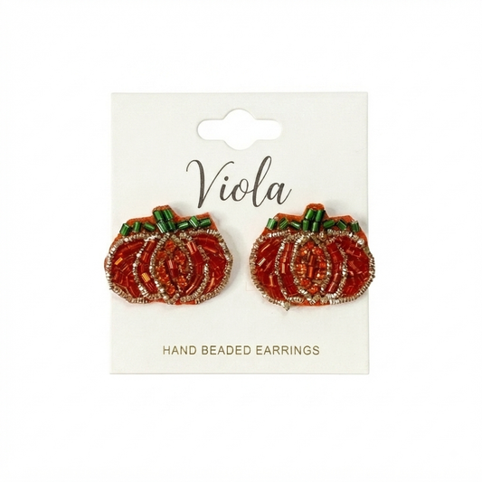 Pumpkin Stud Beaded Earrings