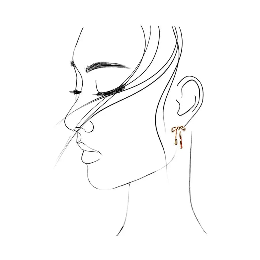 Long Bow Ribbon Stud Earrings