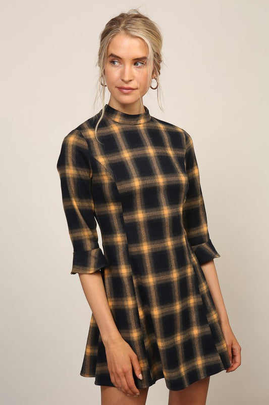 Mustard Buffalo Print Dress
