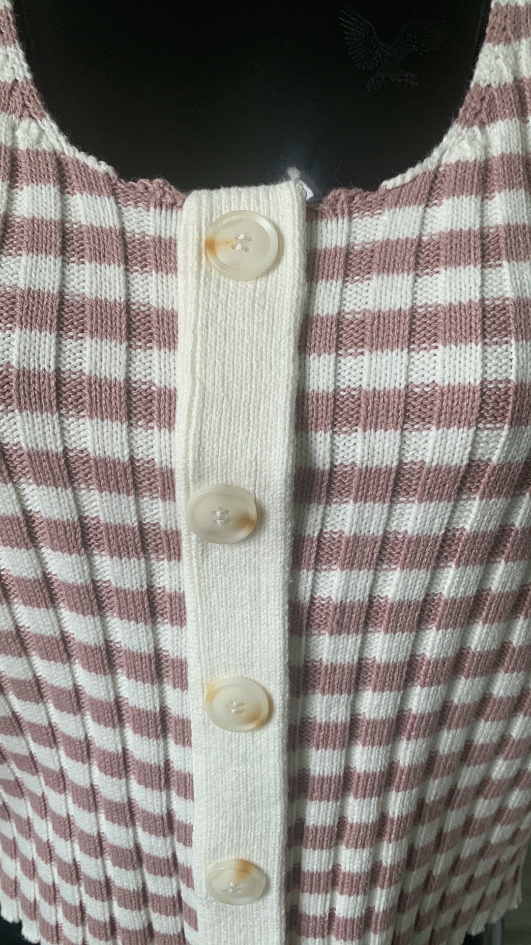 Stripe Rib Button Down Tank Sweater
