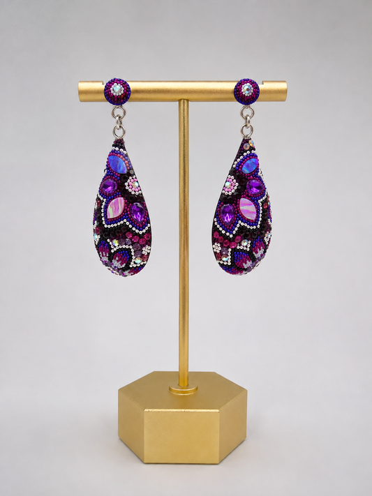 Sterling Silver Purple Flower Earrings