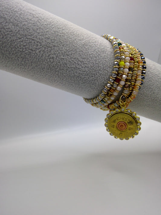 Shot Gun Shell Multi Colored Beaded Bracelet Set