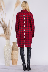 Oversized Flannel Top with Lace Detail