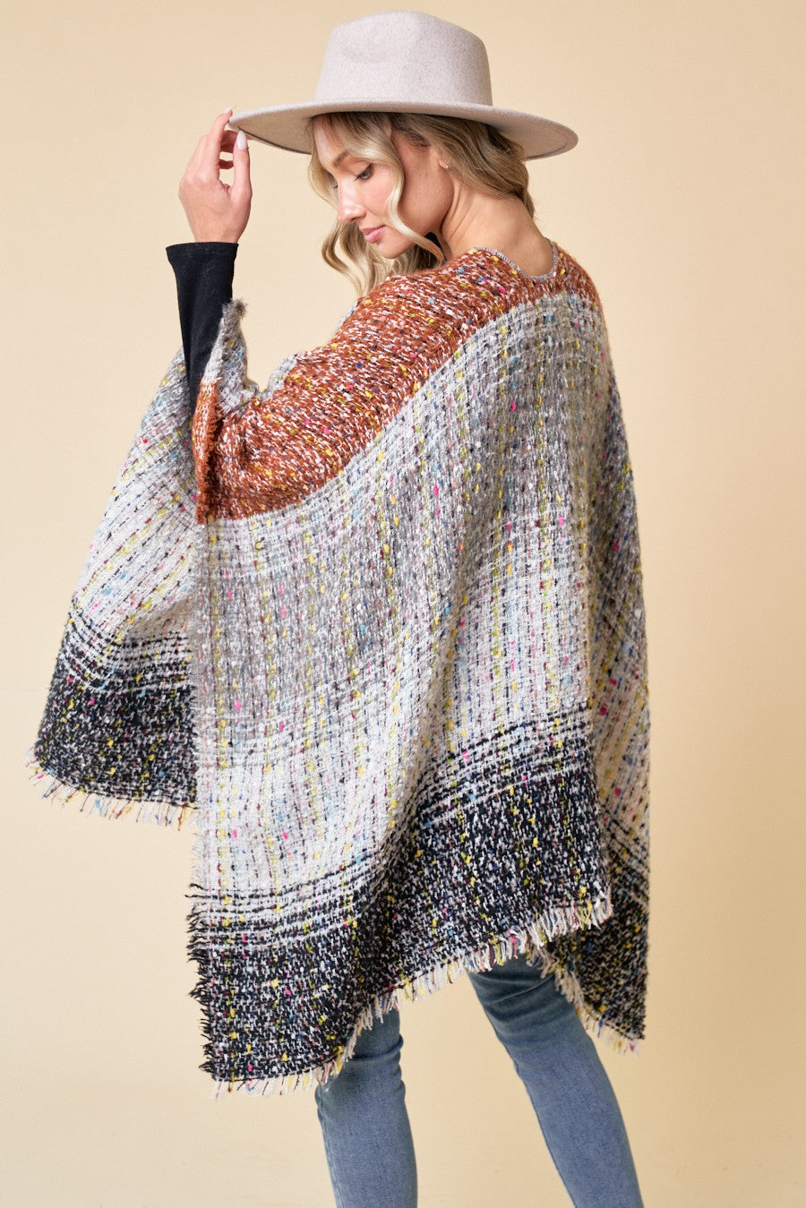 Confetti Stitch Shawl Wrap Sweater