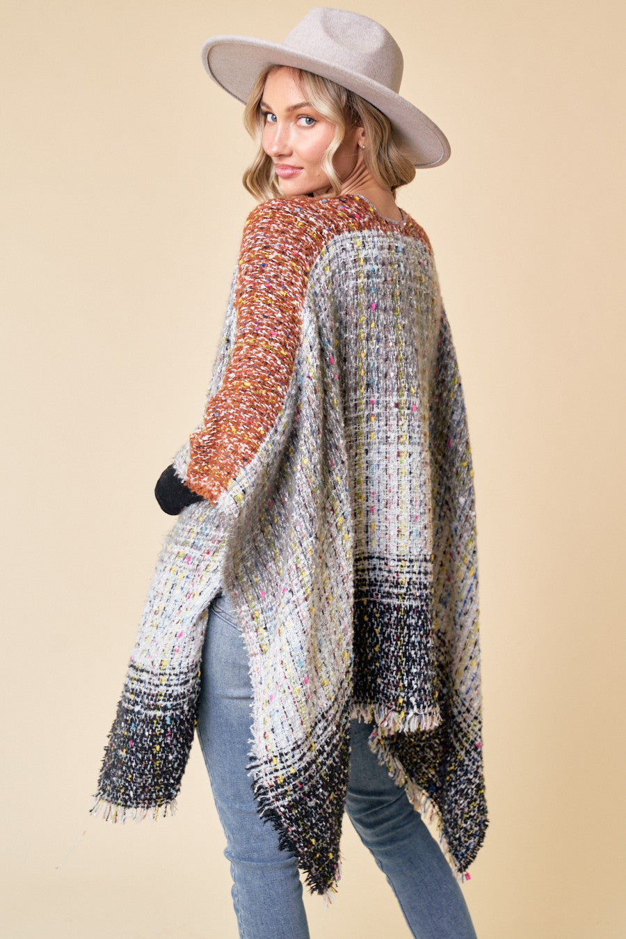 Confetti Stitch Shawl Wrap Sweater