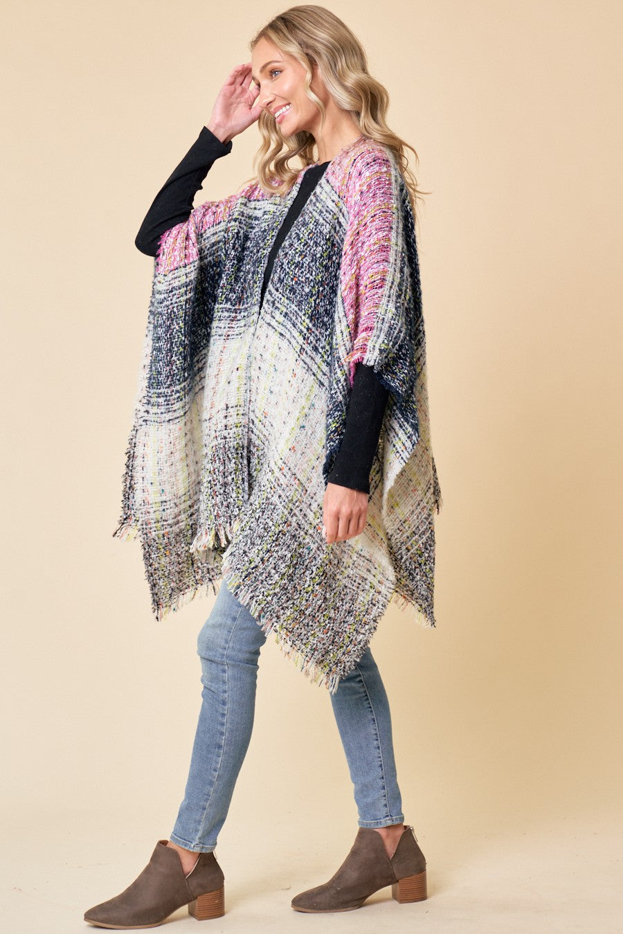 Confetti Stitch Shawl Wrap Sweater