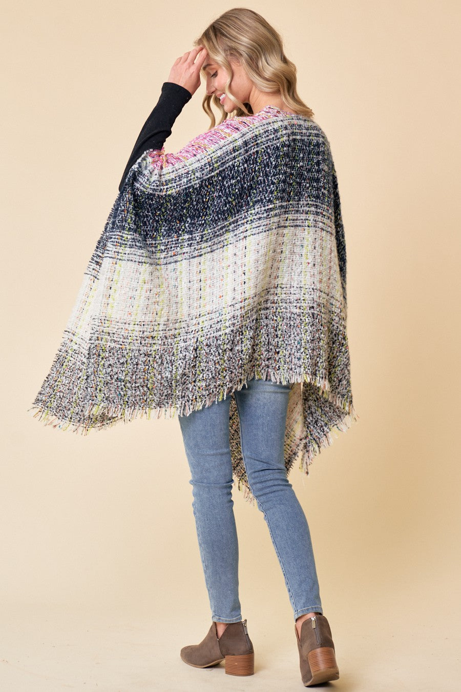 Confetti Stitch Shawl Wrap Sweater