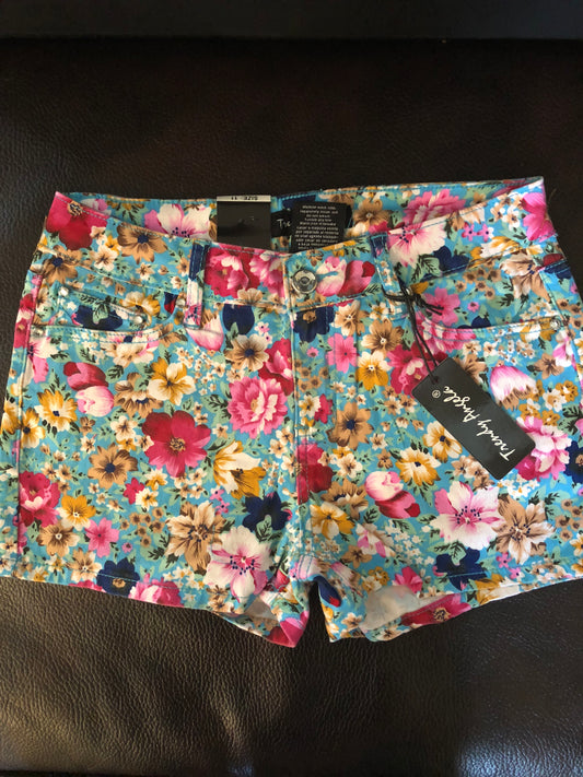 Trendy Angela Turquoise Floral Shorts - Meraki B Shop
