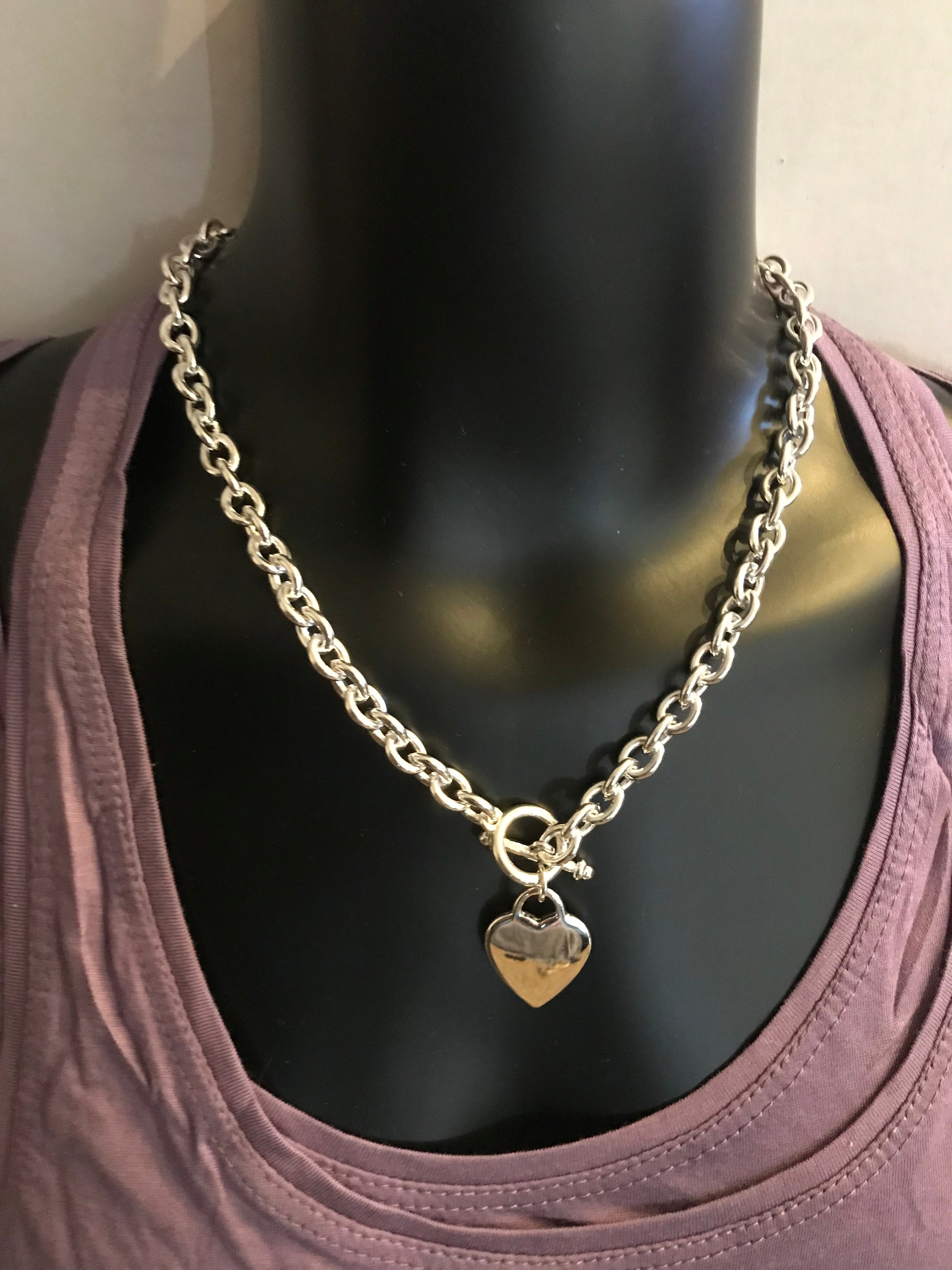 Tiffany Style Heart Tag Necklace Silver - Meraki B Shop