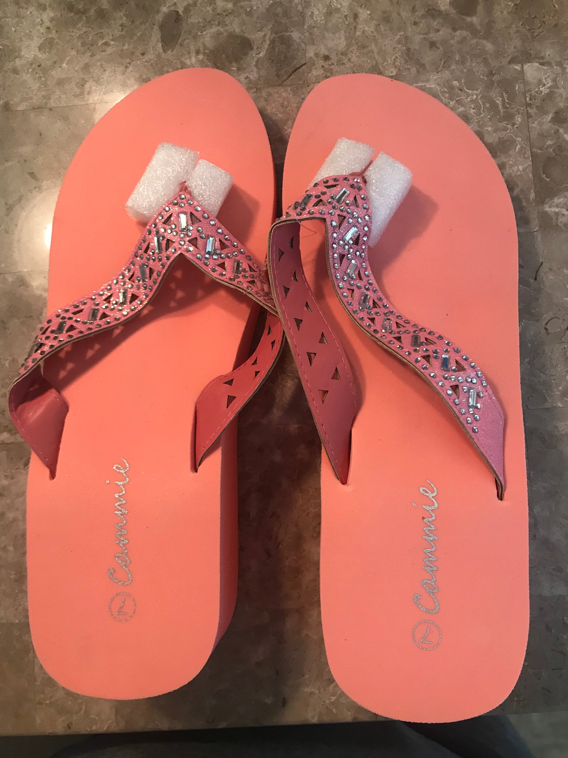 Cammie Rhinestone Cut Out Glitter Wedge Flip Flop - Meraki B Shop