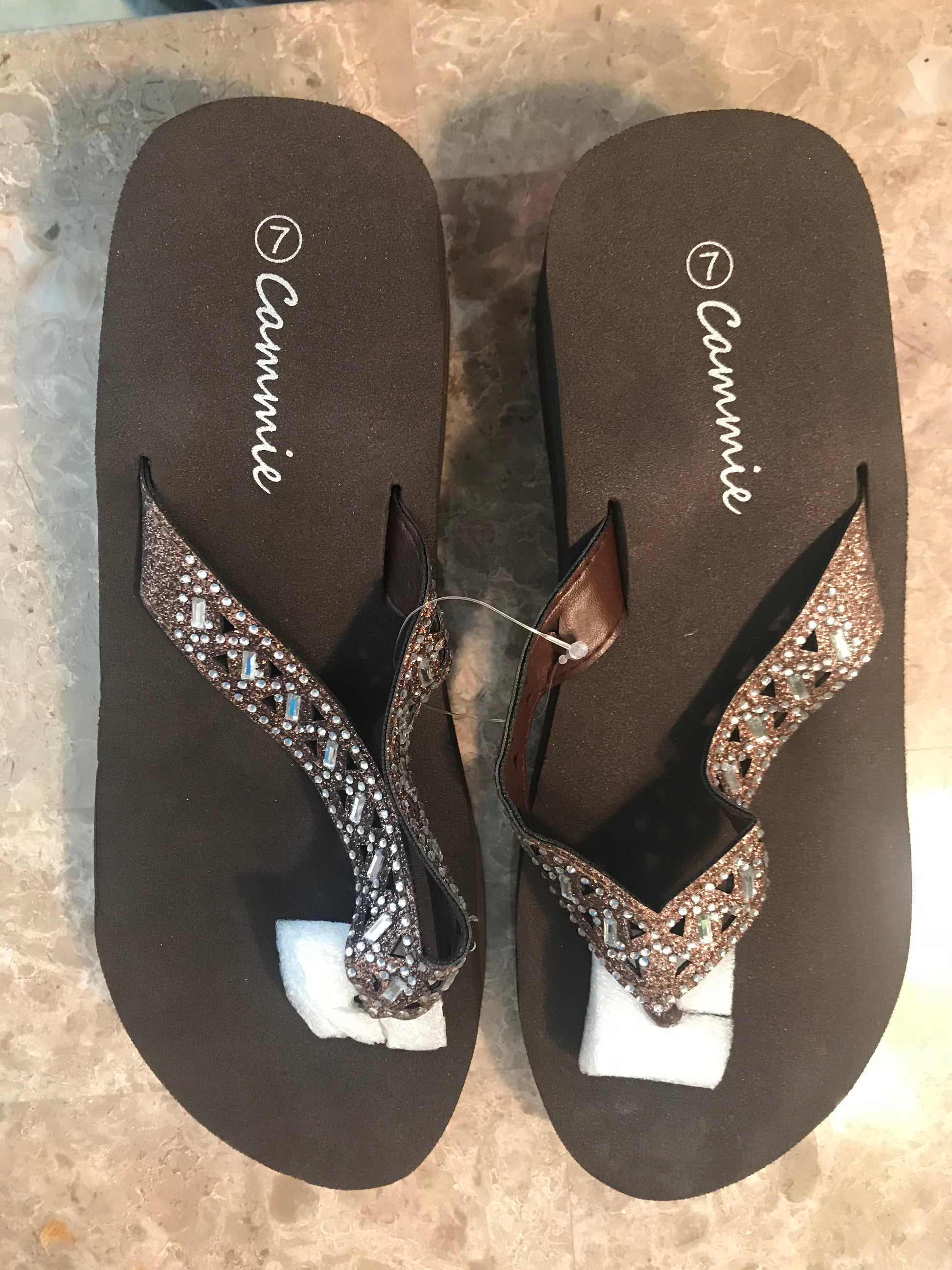 Cammie Rhinestone Cut Out Glitter Wedge Flip Flop - Meraki B Shop