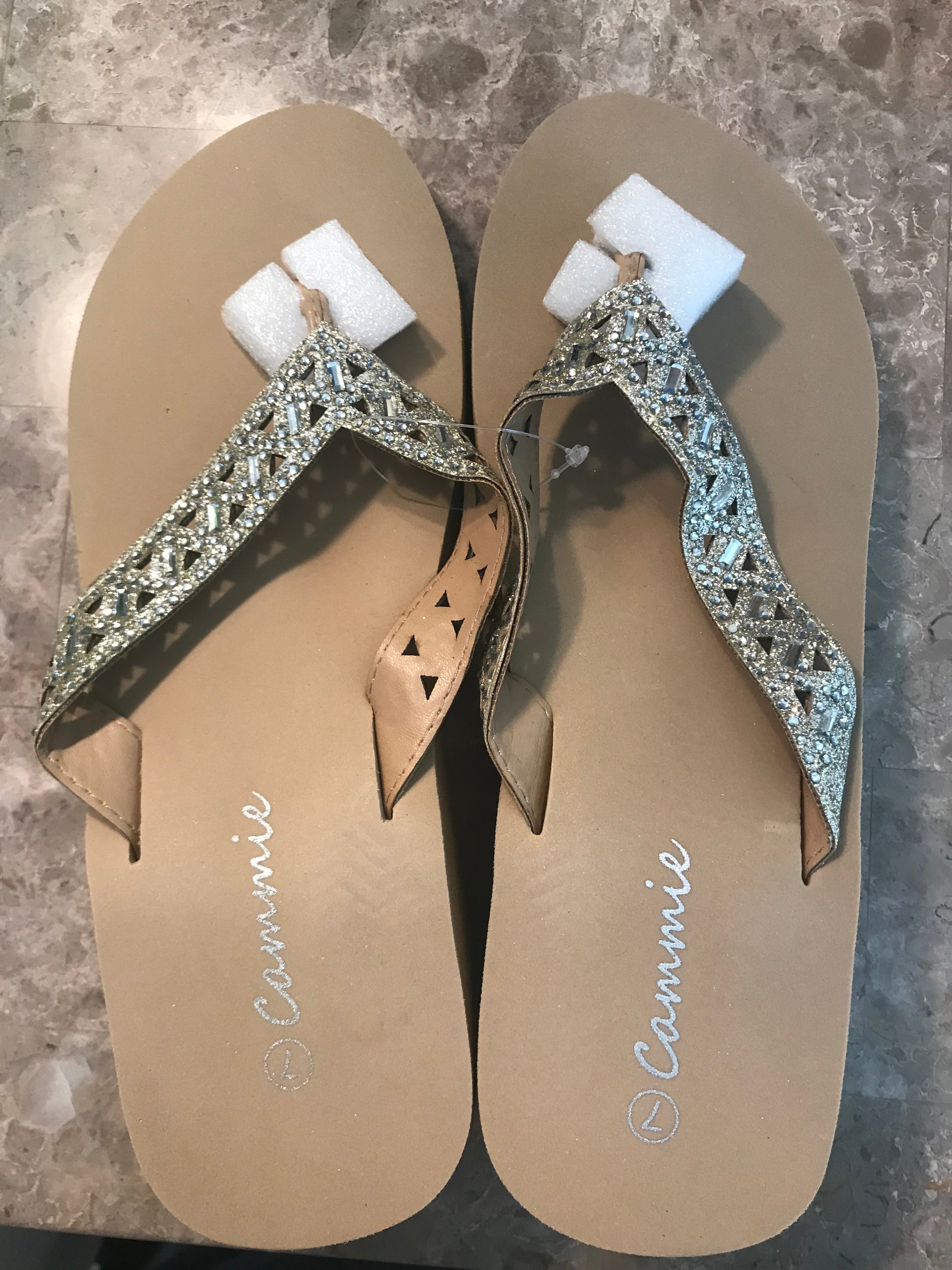 Cammie Rhinestone Cut Out Glitter Wedge Flip Flop - Meraki B Shop