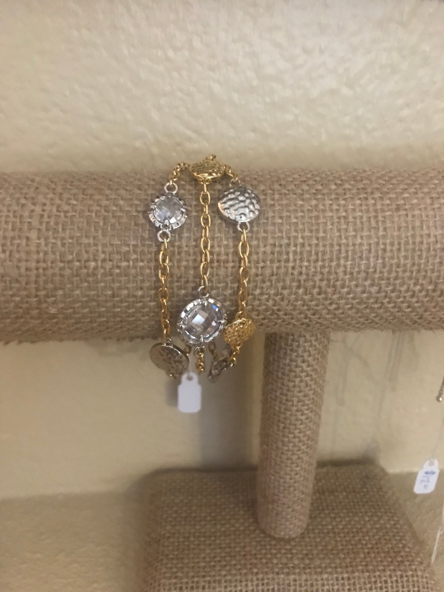 TRIPLE STRAND LARGE CZ 2 TONE TOGGLE BRACELET - Meraki B Shop