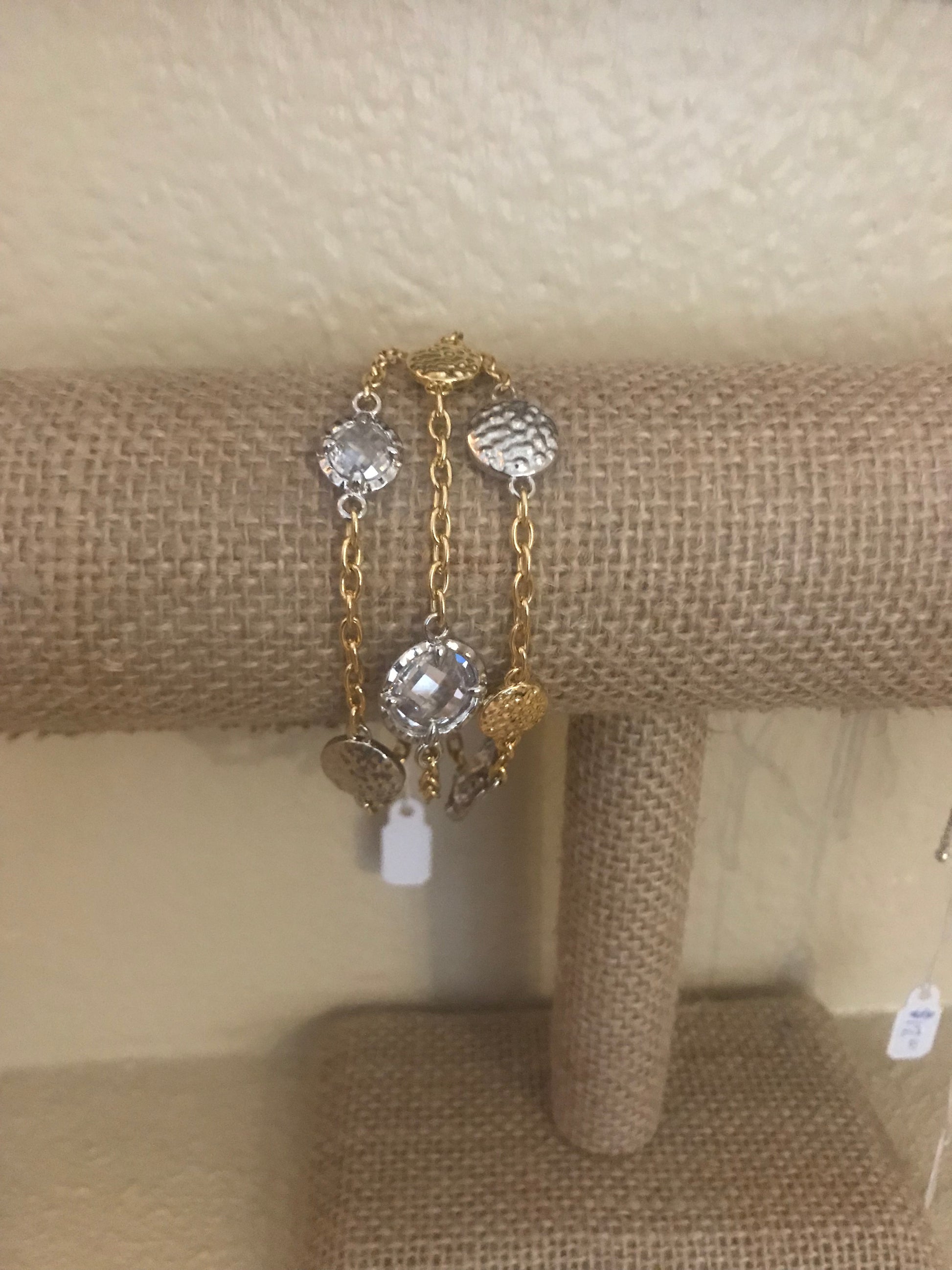 TRIPLE STRAND LARGE CZ 2 TONE TOGGLE BRACELET - Meraki B Shop