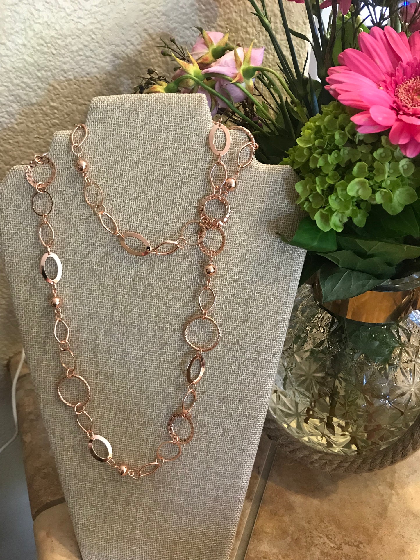 Maren Elena 35-37"" ADJUSTABLE ROSE GOLD HOOP NECK. WITH BALLS - Meraki B Shop