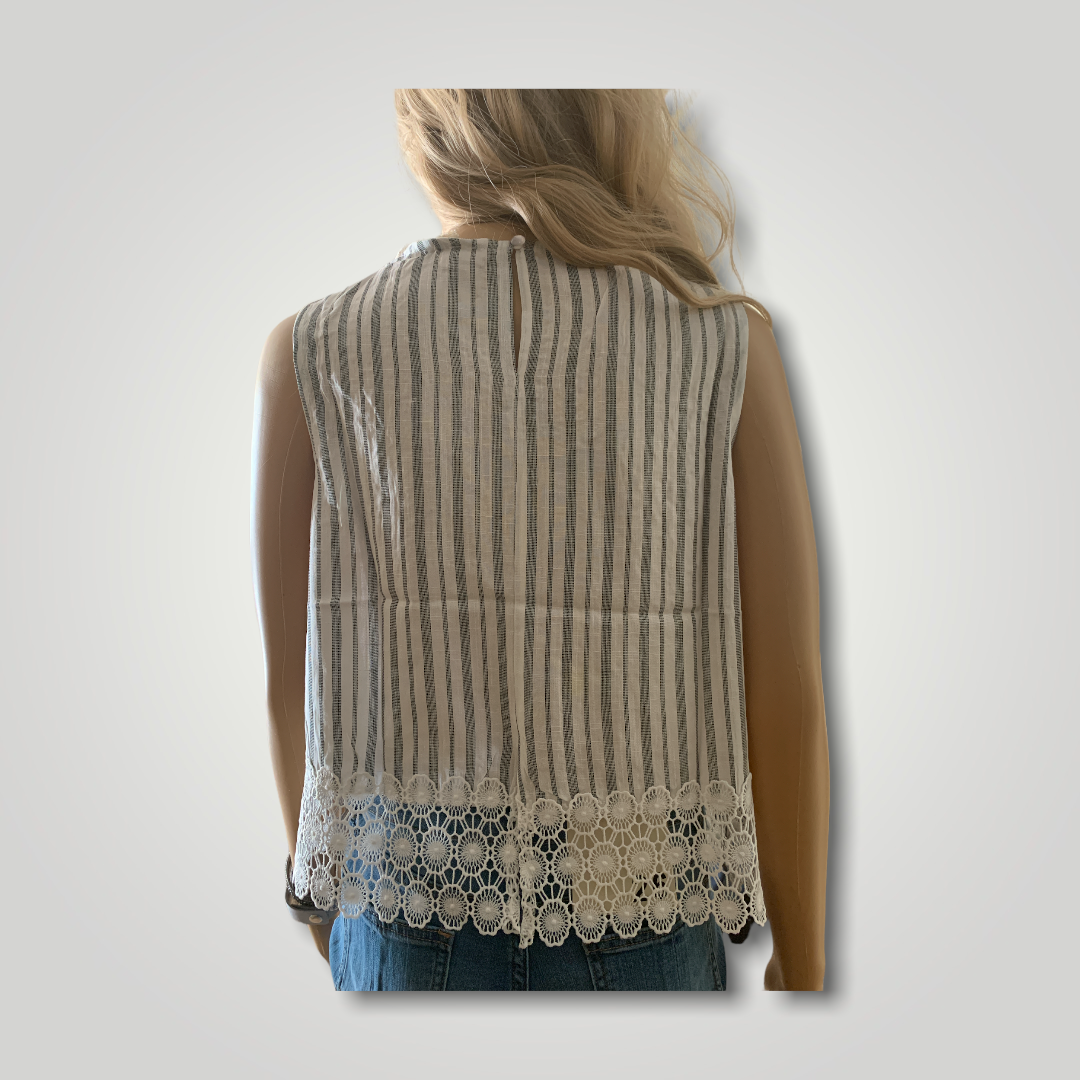 Sleeveless Eyelet Embroidered Hem Top
